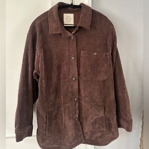 Stoosh Corduroy Button-Up Shirt Jacket – Brown (Size M)